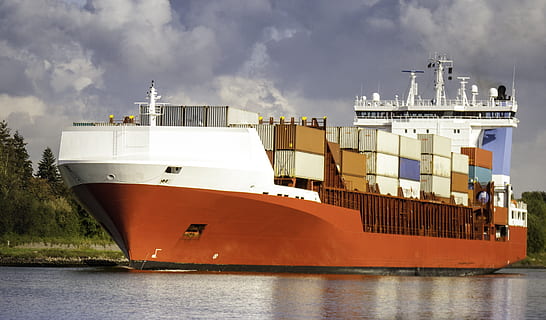 brown, white, cargo ship, docked, beside, grass field, ship, freighter, container, container ship, cargo, nok, shipping, transport, north america, coast, industry, frachtschiff, water, boot, river, port, channel, nautical vessel, transportation, freight transportation, business, cargo container, mode of transportation, cloud - sky, sky, nature, harbor, industrial ship, architecture, outdoors, no people, 2K, CC0, public domain, royalty free