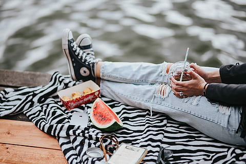 woman, healthy, snack, wooden, pier, Blonde, wooden pier, female, girl, sneakers, beautiful, jacket, converse, pretty, jeans, jetty, ripped, watermelon, outdoors, river, lake, water, nature, relaxation, one Person, lifestyles, people, women, summer, human body part, low section, one woman only, adults only, food and drink, human hand, body part, human leg, food, real people, hand, day, unrecognizable person, focus on foreground, leisure activity, freshness, shoe, human limb, finger, human foot, floral pattern, 4K