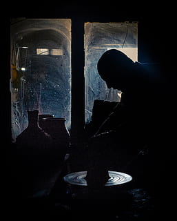 worker, sweat, labor, master, sb, black and white, pot, one person, real people, indoors, window, lifestyles, body part, glass - material, human body part, adult, transparent, men, leisure activity, headshot, dark, nature, women, close-up, reflection, glass, human limb, finger, contemplation, 2K, CC0, public domain, royalty free