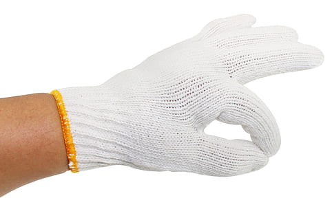 Glove, Ok, Hand, human body part, white background, human hand, close-up, studio shot, adult, indoors, one person, body part, bracelet, copy space, cut out, real people, human finger, finger, communication, occupation, limb, human limb, 2K, CC0, public domain, royalty free