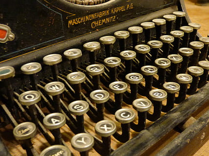 brown typewriter, machine, print, keys, font, typewriter, paper, letters, to write, document, letter, writing, retro, text, keyboard, writer, monument, antique, old, german, office, number, in a row, alphabet, high angle view, bottle, old-fashioned, correspondence, indoors, technology, no people, retro styled, close-up, western script, machinery, obsolete, communication, push button, 4K, CC0, public domain, royalty free