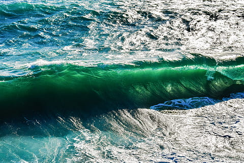 ocean wave, daytime, wind, wave, huge, break, transparent, water, ocean, sea, nature, splash, storm, weather, power, energy, powerful, motion, light, sunlight, beauty in nature, sport, day, no people, aquatic sport, scenics - nature, outdoors, waterfront, blue, turquoise colored, power in nature, flowing water, 5K, CC0, public domain, royalty free