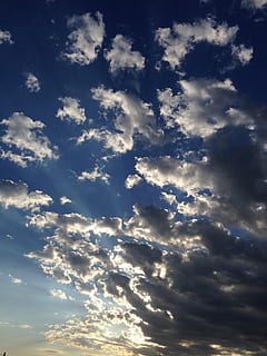 sky, clouds, blue, cloudy sky, white cloud, landscape, cloudy, cloud - sky, beauty in nature, scenics - nature, tranquility, low angle view, nature, no people, tranquil scene, outdoors, sunlight, idyllic, day, cloudscape, backgrounds, sunset, awe, dramatic sky, environment, meteorology, streaming, 2K, CC0, public domain, royalty free