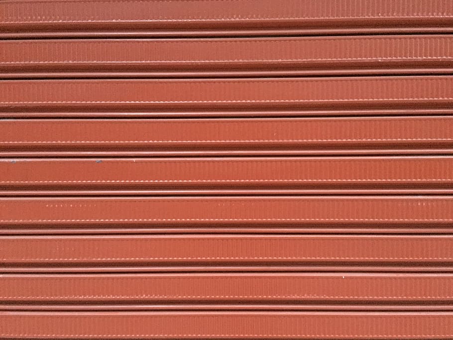 astratto, sfondo, Marrone, trattino, Linee, orizzontale, sfondi, fotogramma intero, rosso, modello, strutturato, ferro ondulato, metallo, nessuno, otturatore, sicurezza, protezione, architettura, avvicinamento, caratteristica della parete, ferro, chiuso, ripetizione, di fila, struttura costruita, color argento, ondulato, effetto strutturato, acciaio, 2K