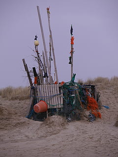 sylt, Strand, Müll, draußen, Tag, Sand, keine Leute, Himmel, Land, Natur, Fischernetz, klarer Himmel, Transportmittel, Transport, Wasserfahrzeug, Wasser, Meer, Boje, Fischereiindustrie, Umgebung, Feld, 2K, CC0, gemeinfrei, lizenzfrei