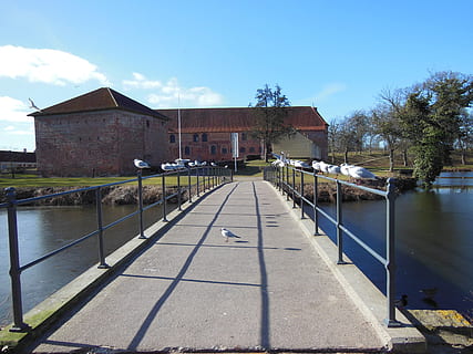 most, fosa, mewy, zabawa, zamek, Natura, kultura, architektura, zbudowana struktura, na zewnątrz budynku, woda, niebo, budynek, dzień, światło słoneczne, drzewo, chodnik, rzeka, balustrada, żadnych ludzi, dzielnica mieszkaniowa, Miasto, dom, chmura - niebo, kierunek, na dworze, 4K, CC0, domena publiczna, darmowe zdjęcia