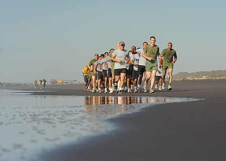 group, men, running, along, beach, Jogging, Group, Formation, formation, training, jog, joggers, unison, sports, fitness, outdoor, sand, water, people, adult, active, athletic, full length, mature adult, outdoors, mature men, group of people, sky, nature, young adult, sea, women, holiday, vacations, trip, leisure activity, land, copy space, clear sky, 2K, CC0, public domain, royalty free