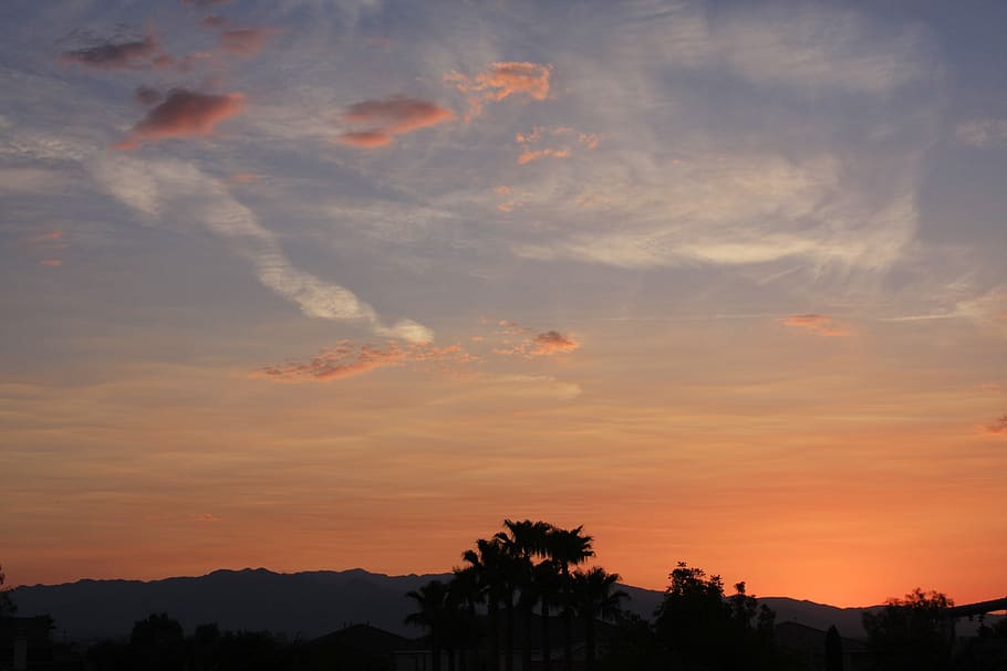 solnedgang, bud, skyer, himlen, las vegas, himmel, Las Vegas, silhuet, scenics, sky - himmel, ingen mennesker, skønhed i naturen, scenics - natur, orange farve, natur, plante, træ, rolig scene, arkitektur, ro, bygning udvendig, bygget struktur, udendørs, dramatisk himmel, lav vinkel visning, idyllisk, romantisk himmel, 4K