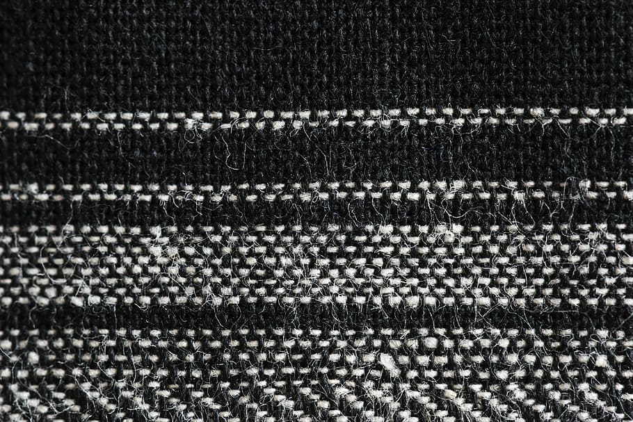 Černá, bílý, textil, tkaný, vlna, texturou, textura, povrch, měkký, vzor, tkanina, dekorace, vyzdobit, Pozadí, oblečení, řádek, proužek, útek, tkát, Černý a bílý, minimální, zeď, celý rám, nikdo, opakování, detail, hojnost, uvnitř, velká skupina objektů, bok po boku, stálý život, materiál, v řadě, objednat, design, den, stříbrné barvy, 1080P