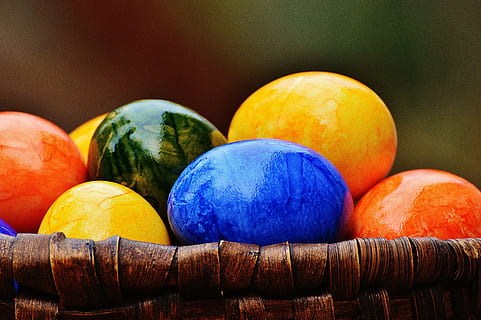 easter, easter eggs, colorful, happy easter, egg, colored, color, easter nest, multi Colored, decoration, cultures, eggs, yellow, easter Egg, wood - Material, food, food and drink, no people, close-up, healthy eating, celebration, freshness, variation, still life, fruit, choice, wellbeing, holiday, indoors, group of objects, 5K, CC0, public domain, royalty free