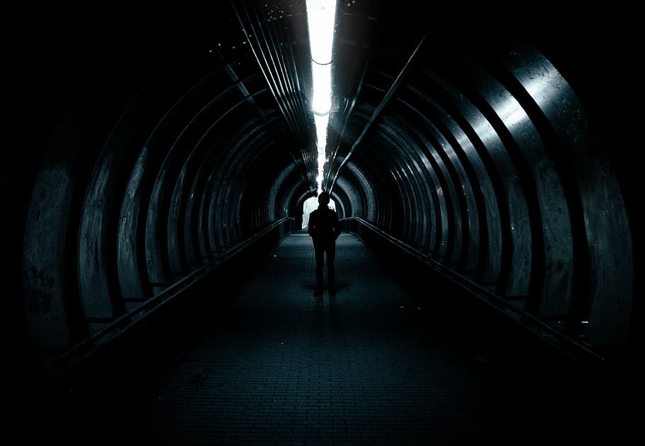 silueta, persona, de peu, endins, túnel, impala, ordinador, tassa, perspectiva decreixent, llum al final del túnel, fosc, el camí a seguir, fantasmal, a l'interior, adult, gent, arquitectura, direcció, persones reals, longitud completa, una persona, il·luminat, estructura construïda, arc, equips d’il·luminació, homes, vista del darrere, estils de vida, transport, sendera, llum, passarel·la subterrània, 2K
