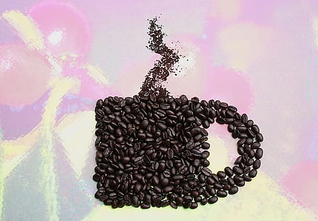 arte del caffè, chicchi di caffè, Giava, caffeina, buio, caffè, fagioli, arrosto, tazza, boccale, mattina, bene, caldo, lenitivo, cibo e bevande, mangiare sano, girato in studio, cibo, freschezza, nessuno, avvicinamento, in casa, creatività, bere, natura morta, chicco di caffè tostato, abbondanza, a forma di cuore, grande gruppo di oggetti, rinfresco, benessere, caffè - bevanda, 720P, CC0, dominio pubblico, privo di copyright