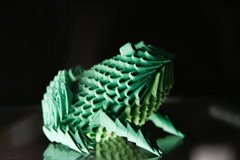 origami, papir, tal, formularer, frø, forenet, dyr, lille, natur, mangfoldighed, grøn farve, indendørs, studio skud, tæt på, sort baggrund, ingen mennesker, mad og drikke, selektiv fokusering, sund kost, mad, enkelt objekt, grøntsag, kreativitet, mønster, stilleben, blad, bord, velvære, grøn, plante del, 4K, CC0, offentligt domæne, royaltyfrie