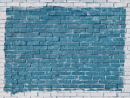 cerca de la foto, azul, pintado, hormigón, pared de ladrillo, pared, ladrillos, pintar, rocas, modelo, piedra, pared - característica de la construcción, arquitectura, estructura construida, texturizado, fotograma completo, antecedentes, día, al aire libre, exterior del edificio, ladrillo, nadie, diseño, forma, repetición, rectángulo, forma geometrica, color turquesa, 4K, CC0, dominio público, libre de derechos