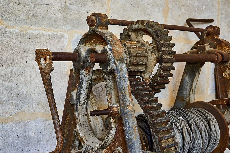 starý, nástroj, staré nástroje, kov, nerez, rezavý, historicky, řemeslo, práce, Ozubené kolo, nikdo, detail, stroje, opuštěný, den, zvětralý, nástěnný prvek, pokles, zhoršení, průmysl, zastaralý, zařízení, poškozen, strojní část, řízení, uvnitř, strojní ventil, kolo, kovový průmysl, 5K