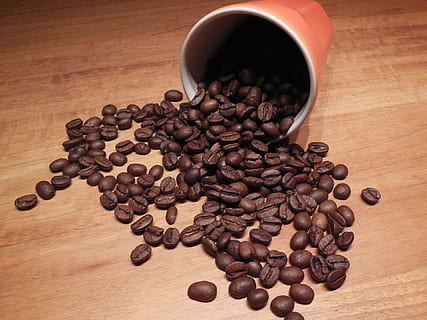 kaffebönor, kopp, kaffe, bönor, brun, böna, dryck, koffein, kaffe - dryck, Kafé, espresso, rostad, kaffeböna, svart färg, doftande, närbild, mörk, frukost, kaffekopp, inget folk, morgon-, trämaterial, kaffe gröda, värme - temperatur, rostad kaffeböna, mat och dryck, mat, tabell, stor grupp av objekt, inomhus, fortfarande liv, friskhet, förfriskning, högvinkelvy, råna, positiva känslor, 1080P, CC0, offentligt domän, royaltyfria