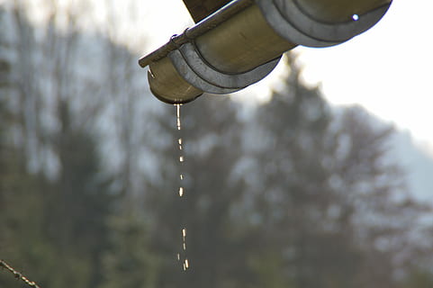 water, gutter, tropics, focus on foreground, nature, tree, day, plant, no people, low angle view, outdoors, motion, close-up, falling, hanging, faucet, sky, winter, metal, drop, cold temperature, 4K, CC0, public domain, royalty free