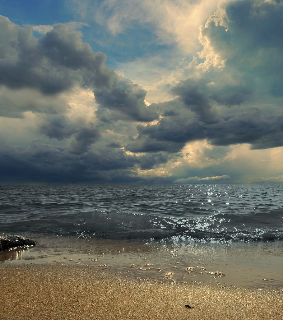 a închide, fotografie, ocean, mare, nori, valuri, nisip, vară, de basm, furtună, seară, apus de soare, apă, cer, odihnă, romantic, vertical, tapet, nor - cer, plajă, teren, frumusețe în natură, scenice - natura, orizontul peste apă, orizont, o scenă liniștită, liniște, natură, nici o persoana, val, scenă non-urbană, mişcare, în aer liber, 4K