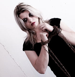 woman, black, dress, standing, wall, yes, no, how, women, people, females, one Person, caucasian Ethnicity, beautiful, young adult, young women, portrait, hair, beautiful woman, beauty, lifestyles, hairstyle, blond hair, looking at camera, long hair, real people, front view, waist up, wall - building feature, adult, 2K, CC0, public domain, royalty free