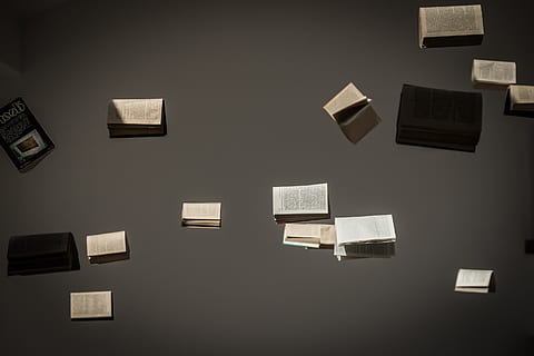 book, floating, gray, background wallpaper, exposition, composition, poland, zeromski, kielce, ciekoty, the glass house, masłów, education, knowledge, library, writing, school, studio shot, no people, indoors, mid-air, paper, large group of objects, variation, choice, creativity, black background, gray background, copy space, note, communication, colored background, directly above, wall - building feature, business, white color, blank, 2K, CC0, public domain, royalty free