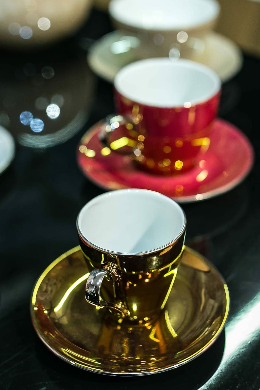 fancy, tea cups, Collection, cups, tea, cup, elegant, design, drink, heat - Temperature, coffee - Drink, close-up, tea - Hot Drink, table, tea cup, food and drink, indoors, saucer, refreshment, mug, crockery, focus on foreground, hot drink, no people, still life, coffee cup, high angle view, freshness, 1080P