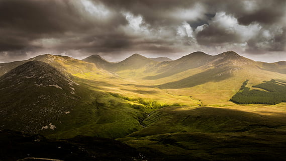 clouds, hills, landscape, mountains, nature, storm, mountain, scenics, cloud - Sky, outdoors, mountain Peak, hill, environment, sky, scenics - nature, mountain range, beauty in nature, dramatic sky, land, sunbeam, travel destinations, extreme terrain, tranquility, valley, no people, overcast, dark, 4K, CC0, public domain, royalty free