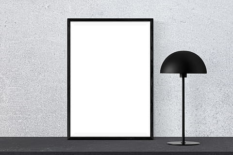 white, wooden, photo frame, black, desk lamp, poster, mockup, frame, presentation, desk, interior, mock, decoration, blank, copy space, empty, no people, indoors, communication, wall - building feature, technology, white color, shape, design, gray, two objects, architecture, office, three dimensional, placard, business, sign, wall, marketing, 5K, CC0, public domain, royalty free