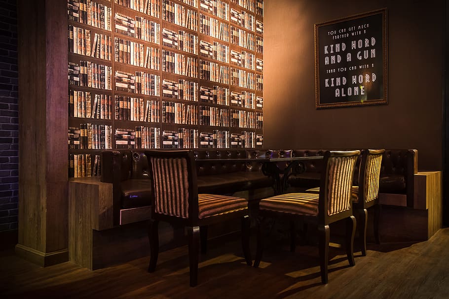 kamar, pedalaman, makan, kursi, meja, dalam ruangan, Book, Perpustakaan, rak buku, rak, bisnis, publikasi, Arsitektur, jendela, pendidikan, mebel, teks, pendirian bar - minuman, orang-orang, kota, gaya hidup, restoran, penghitung bar, 4K