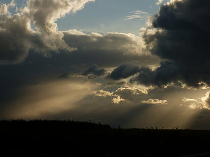 Solstraaler, skyer, aftenlys, sky - himmel, himmel, skønhed i naturen, scenics - natur, ro, rolig scene, miljø, ingen mennesker, landskab, silhuet, natur, dramatisk himmel, storm, mørk, cloudscape, solstråle, overskyet, træ, plante, udendørs, ildevarslende, meteorologi, 4K, CC0, offentligt domæne, royaltyfrie