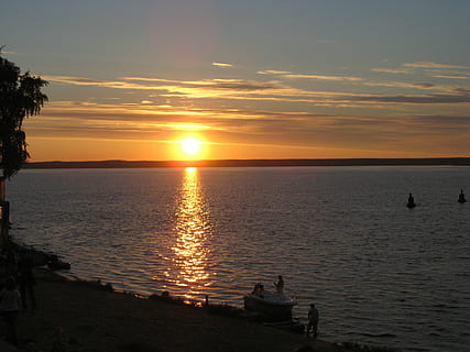 estate, spiaggia, tramonto, sera, Cheboksary, Russia, mare, natura, crepuscolo, acqua, cielo, bellezza nella natura, scenics - natura, colore arancione, la tranquillità, scena tranquilla, sole, riflessione, nuvola - cielo, idilliaco, silhouette, terra, orizzonte, luce del sole, orizzonte sull'acqua, all'aperto, 2K, CC0, dominio pubblico, privo di copyright