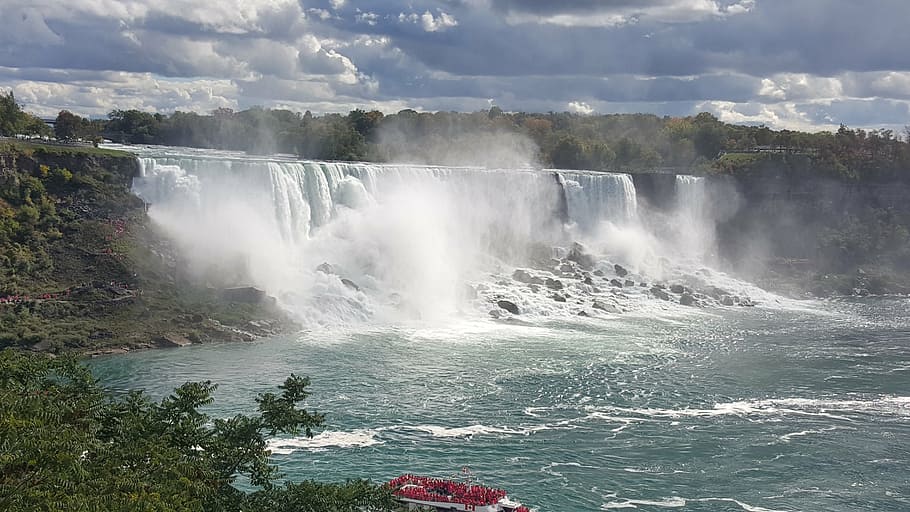 Niagara, padá, Kanada, voda, krása v přírodě, scenics - příroda, vodopád, pohyb, Příroda, den, destinace, nikdo, strom, rostlina, cestovní ruch, Napájení, tekoucí voda, cestovat, moci, životní prostředí, idylický, stříkající, venku, tekoucí, 5K