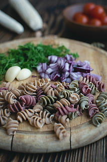 pasta fusilli, prepared, cooking, Pasta, fusilli, cherry tomatoes, close up, dill, fresh, italian, onion, vegetables, wood, food, freshness, gourmet, wood - Material, close-up, vegetable, healthy eating, indoors, cutting board, food and drink, wellbeing, no people, table, still life, selective focus, raw food, ingredient, preparation, high angle view, spice, vegetarian food, 5K